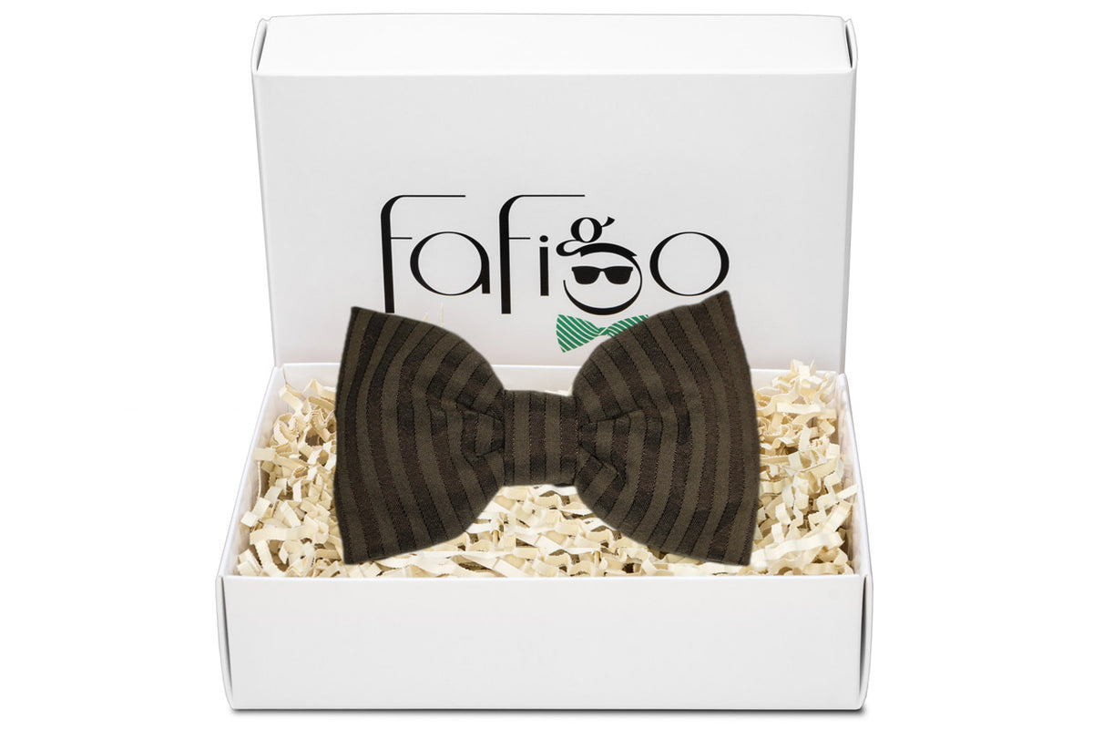 Braune gestreifte Herren Fliege Modell: Brown Stipes - FAFIGO
