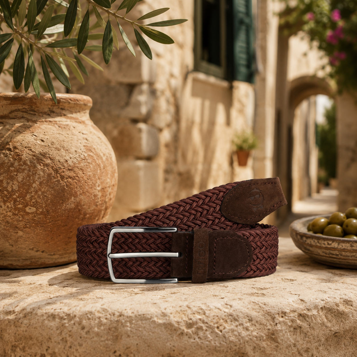 Geflochtener Herren Stretchgürtel in Braun - Modell: Marsala - FAFIGO