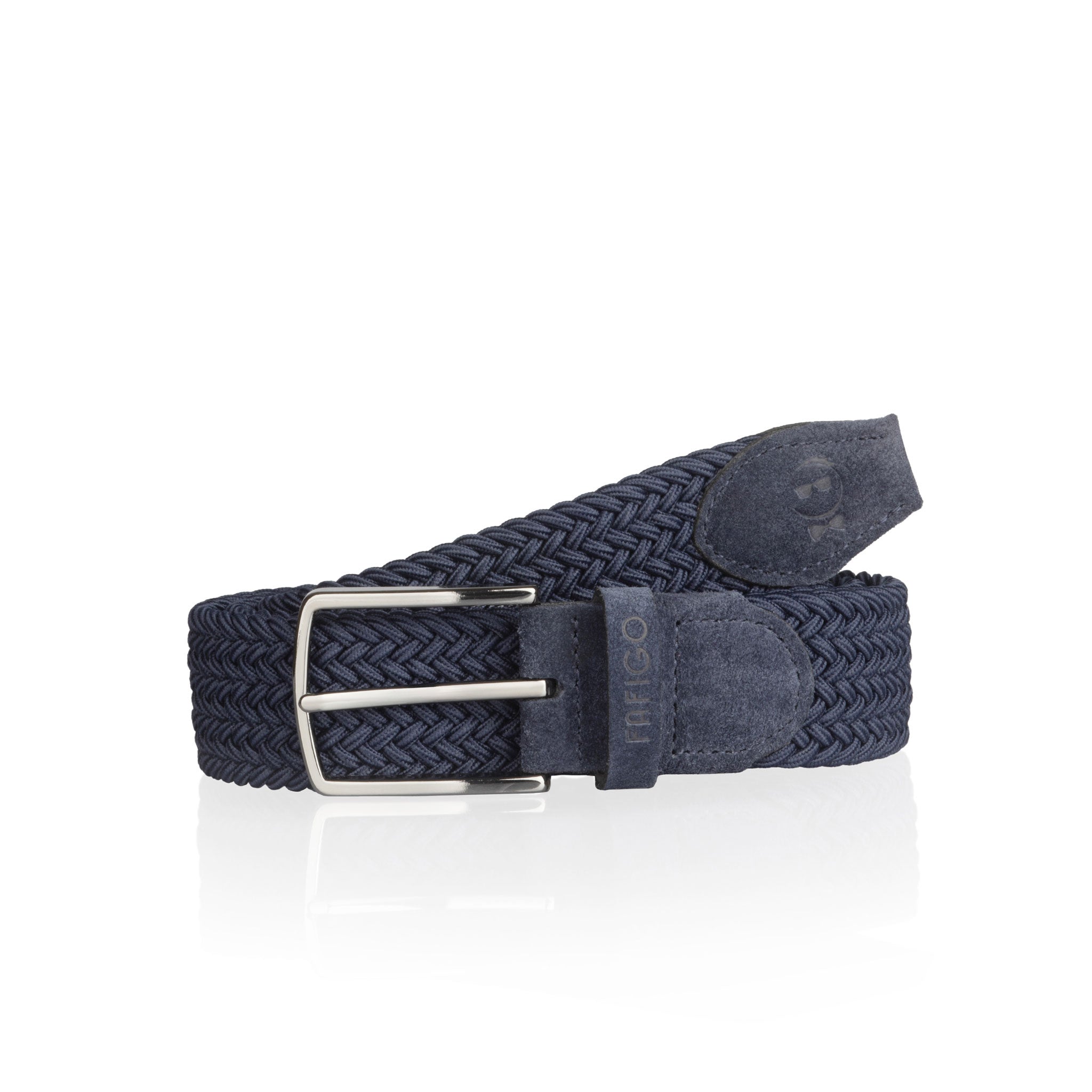 Dunkelblauer Flechtgürtel Herren mit Stretch und Veloursleder - Modell Verona - FAFIGO