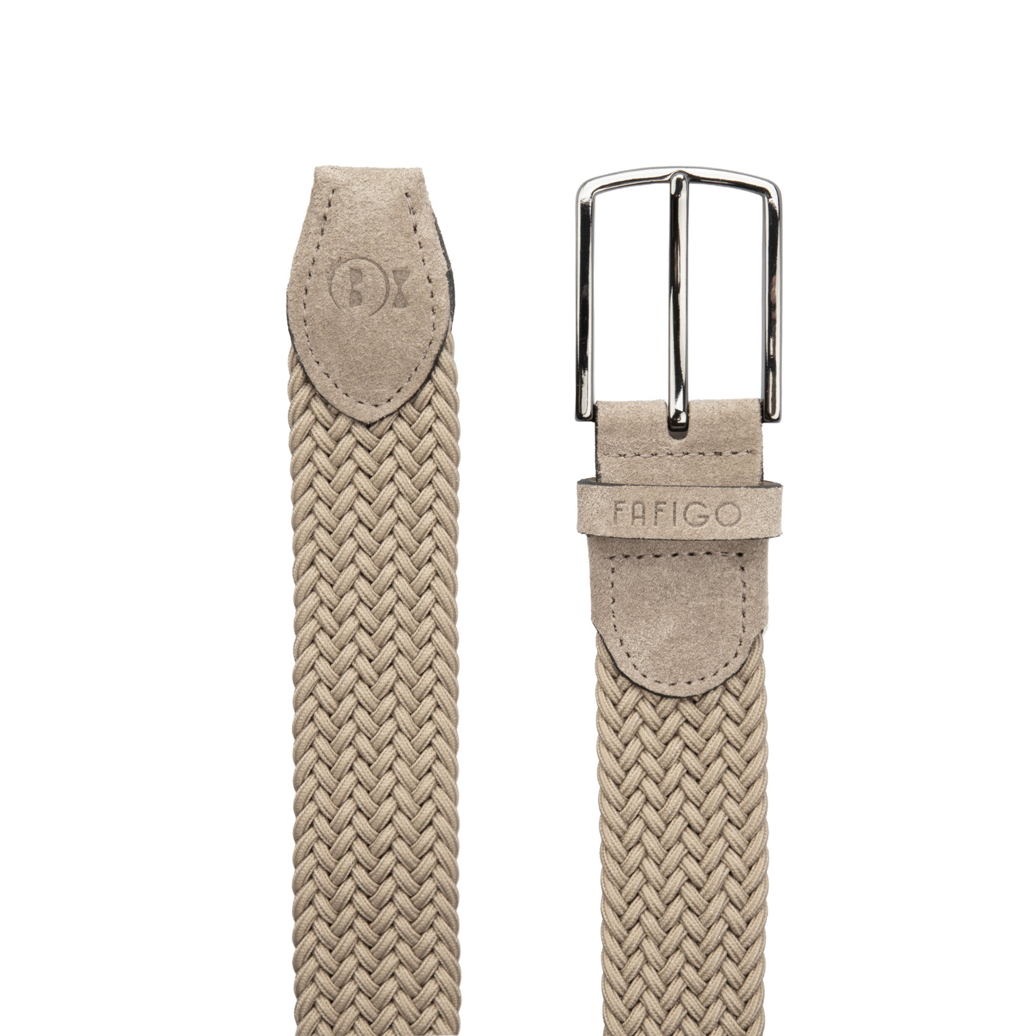 Flechtgürtel Herren in Beige mit Stretch und Veloursleder - Modell Roma - FAFIGO