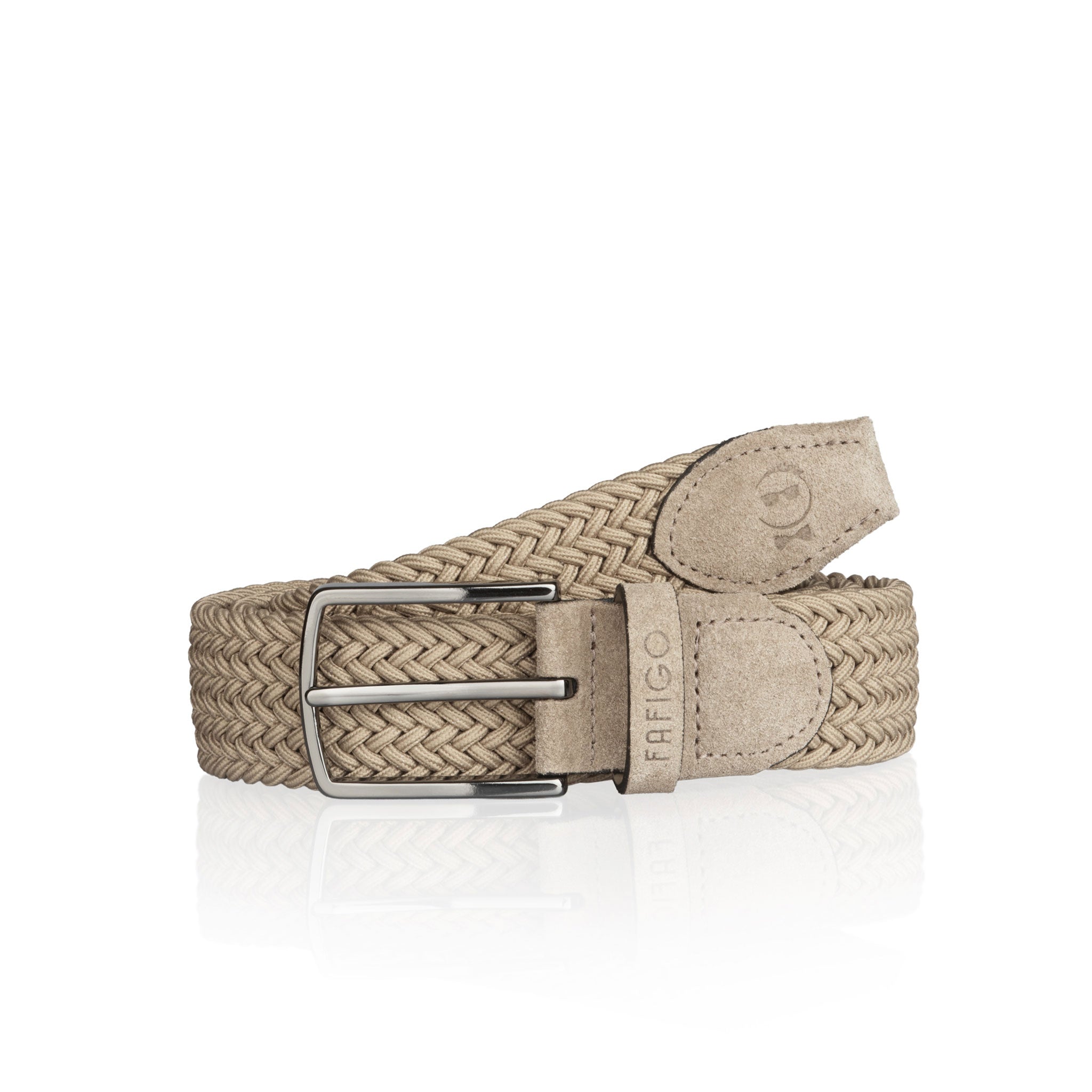 Beiger Flechtgürtel Herren mit Stretch und Veloursleder - Modell Roma - FAFIGO