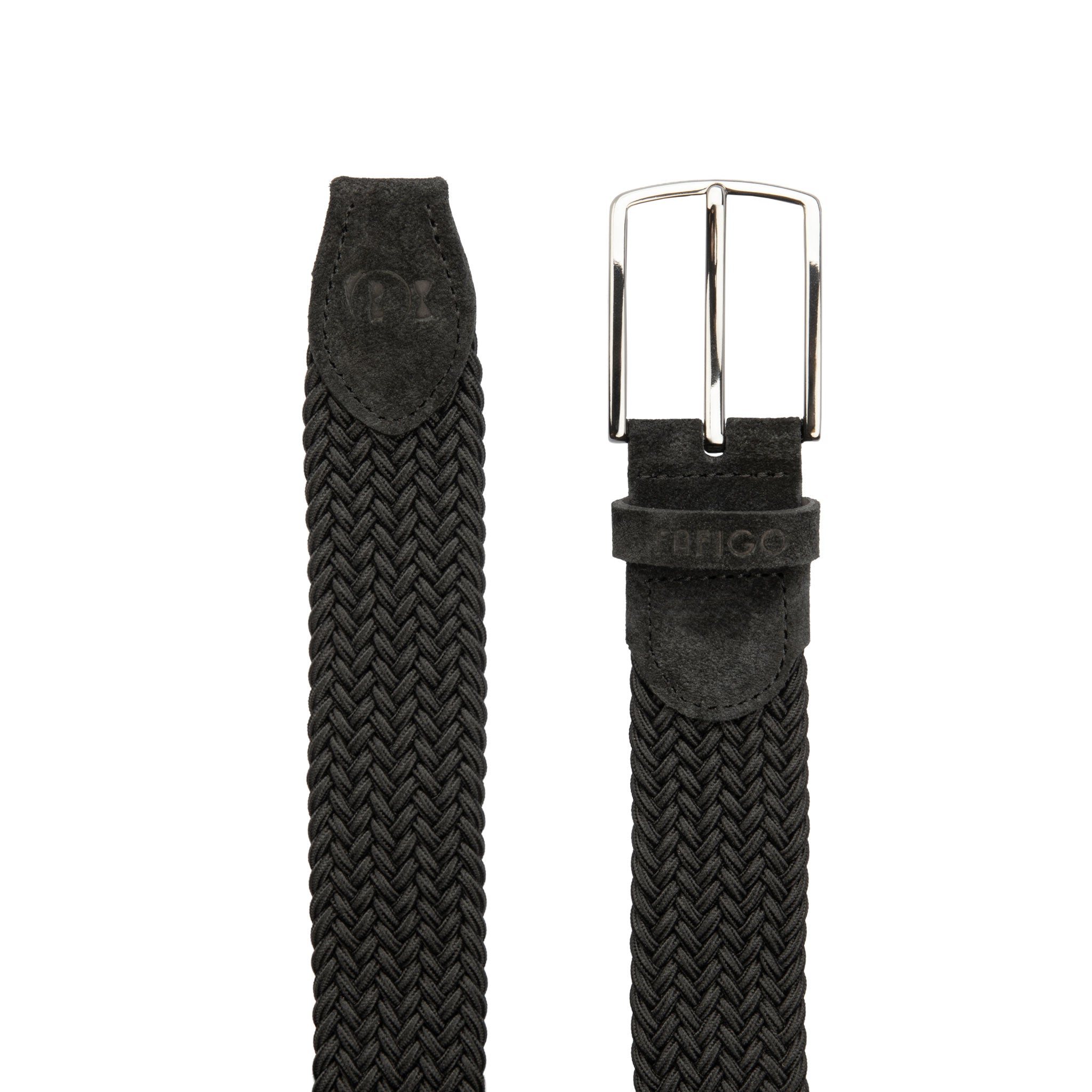 Flechtgürtel für Herren in Schwarz mit Stretch und Veloursleder - Modell Milano - FAFIGO