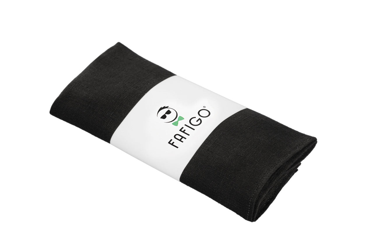 Schwarzes Einstecktuch aus Leinen Fra Classico FAFIGO