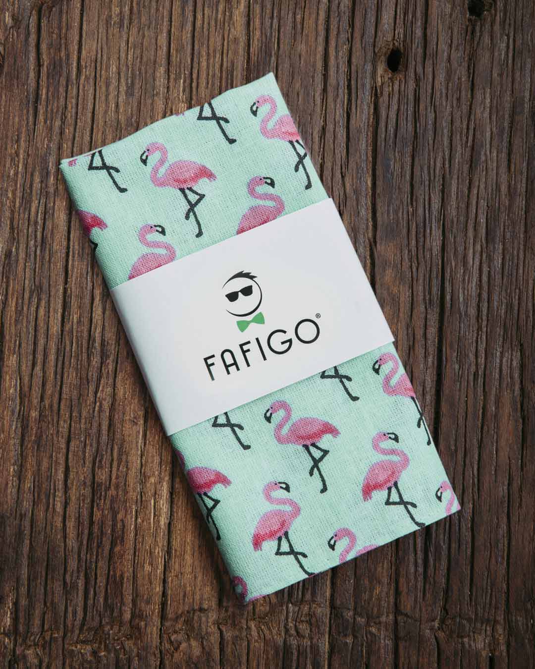 Einstecktuch in Türkis mit Flamingos FAFIGO