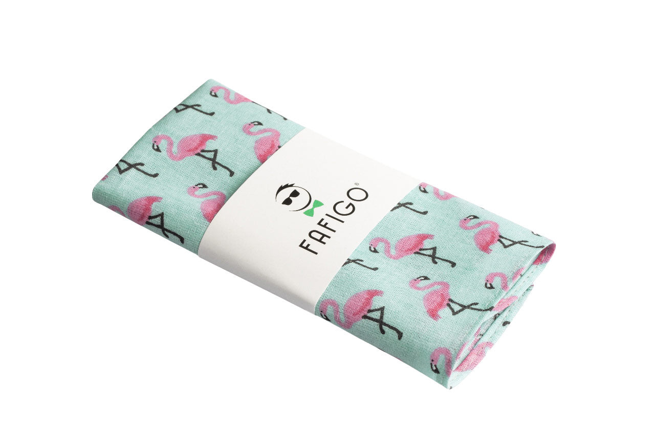 Türkises Einstecktuch mit pinken Flamingos FAFIGO