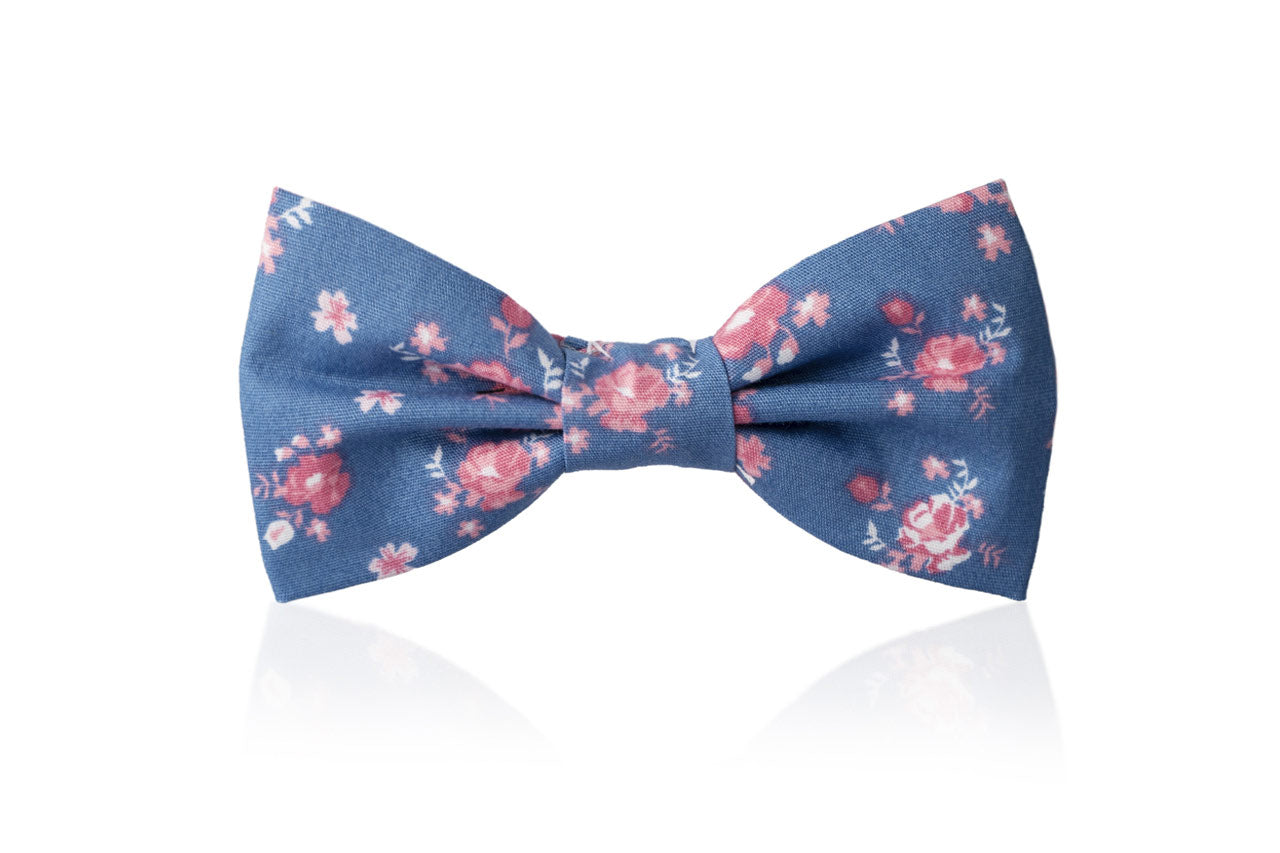Blaue Kinderfliege mit Blumenmuster in Rosa FAFIGO