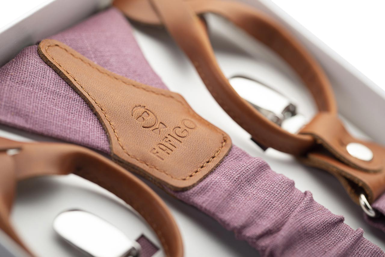 Lila Hosenträger in Mauve aus Leinen Zio Valerio 2 FAFIGO