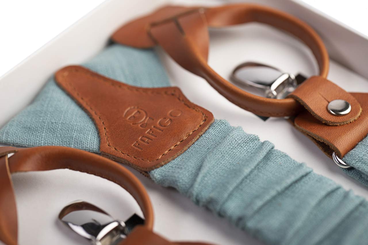 Grüner Hosenträger aus Leinen Pastellgrün Zio Marco 1 FAFIGO