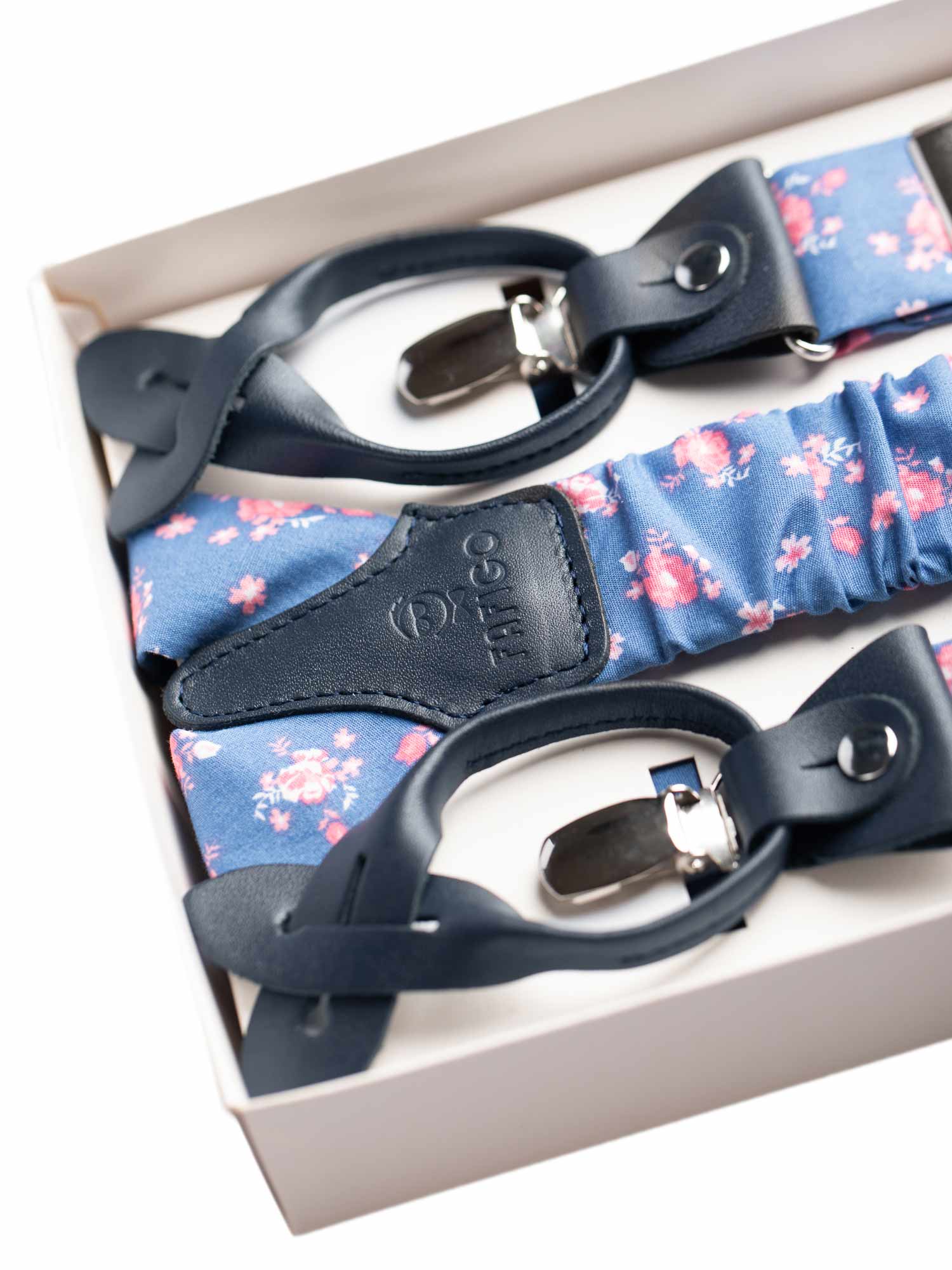 Hosenträger in Blau mit Blumenmuster FAFIGO