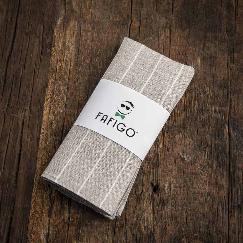 Einstecktuch Fra Renato in Grau und Erdtönen aus Leinen FAFIGO