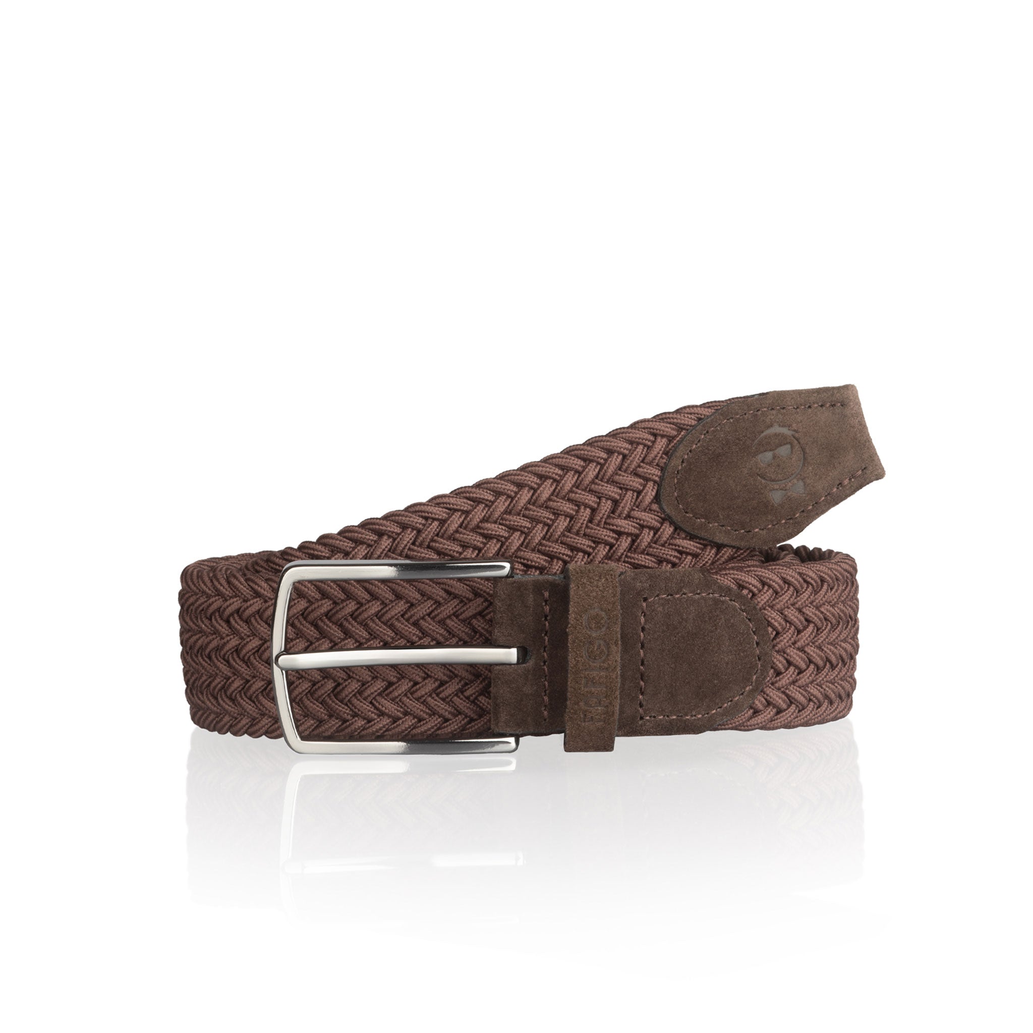 Brauner Flechtgürtel Herren mit Stretch und Veloursleder - Modell Marsala - FAFIGO