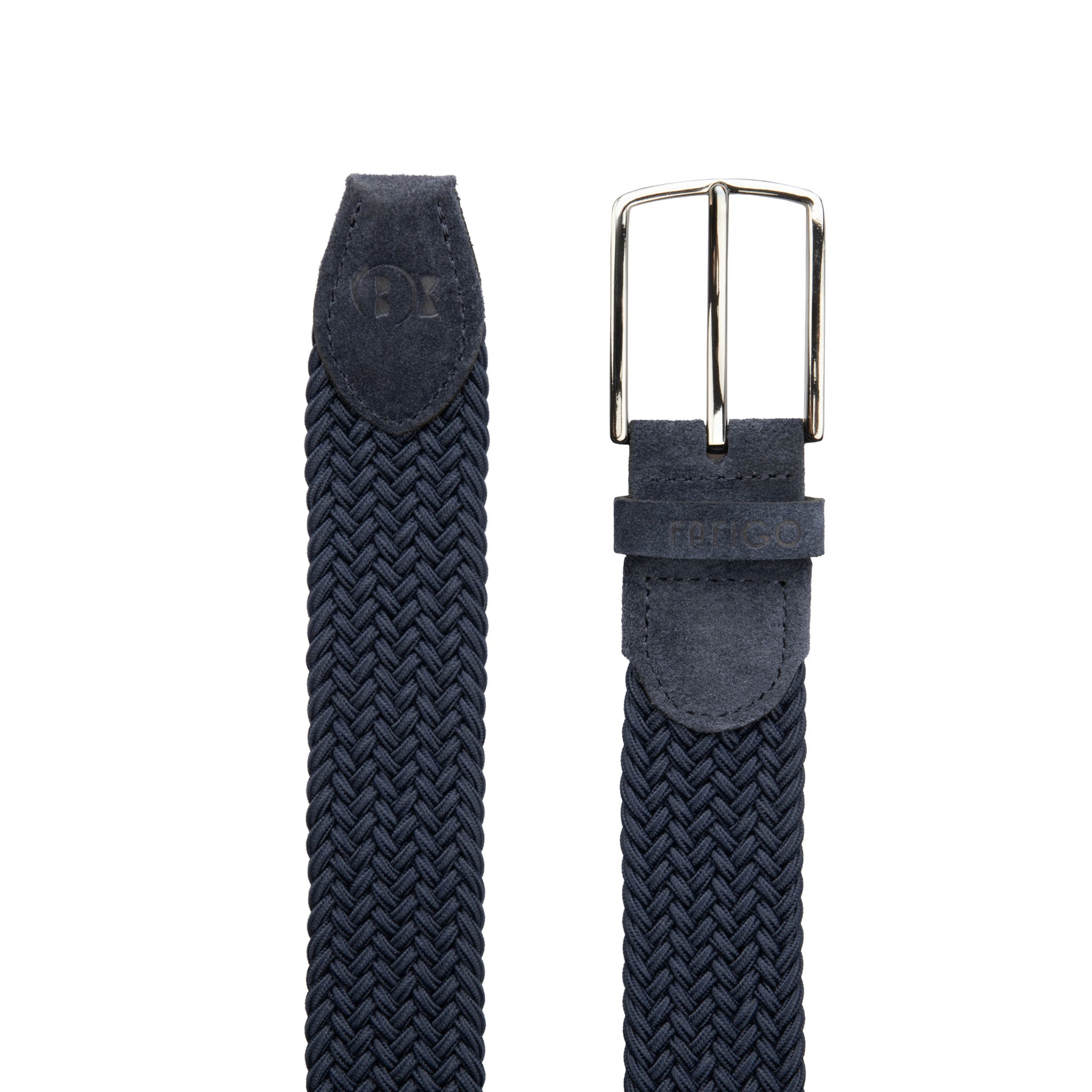 Flechtgürtel Herren in Dunkelblau mit Stretch und Veloursleder - Modell Verona - FAFIGO