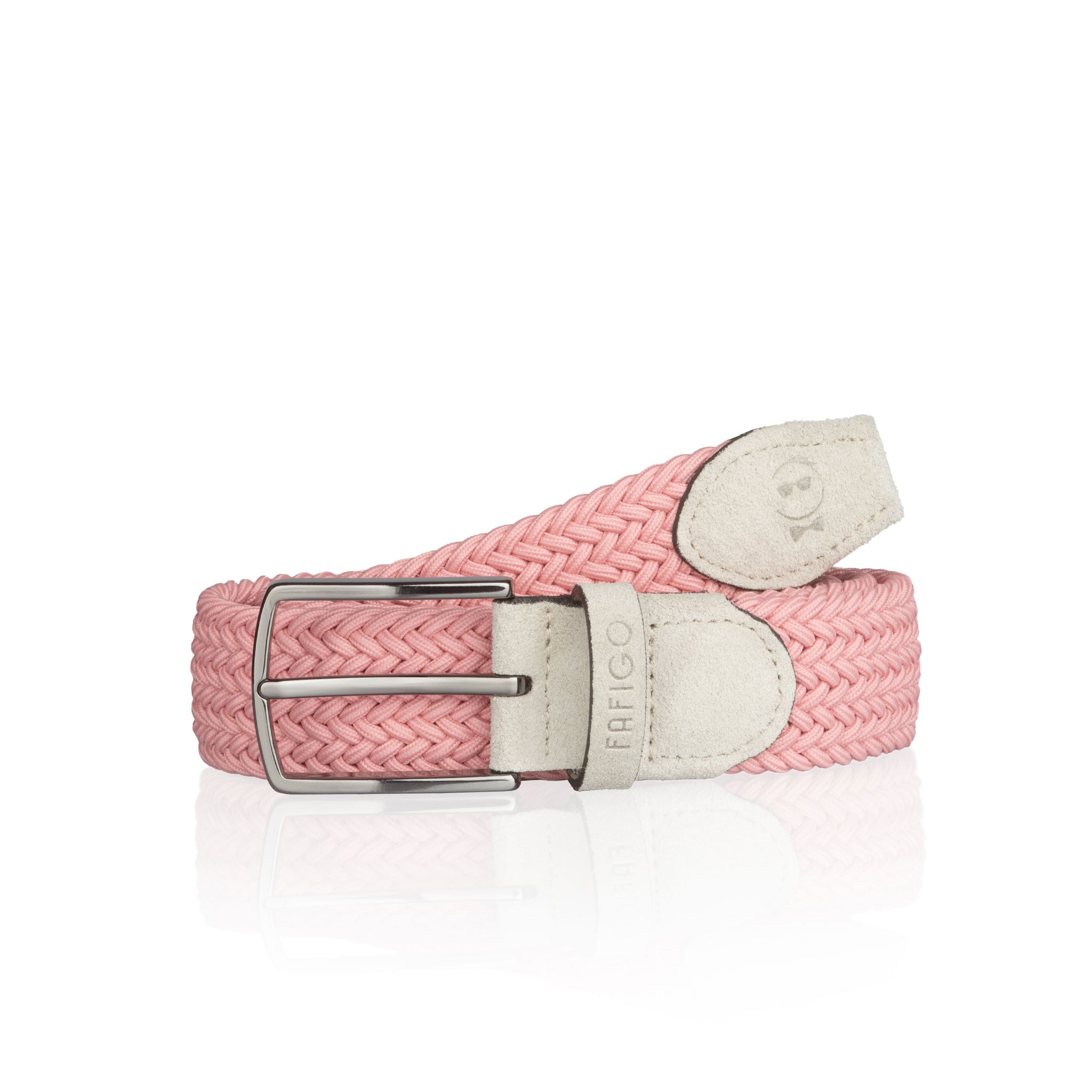 Rosa Flechtgürtel Herren mit Stretch und Veloursleder - Modell Palermo - FAFIGO