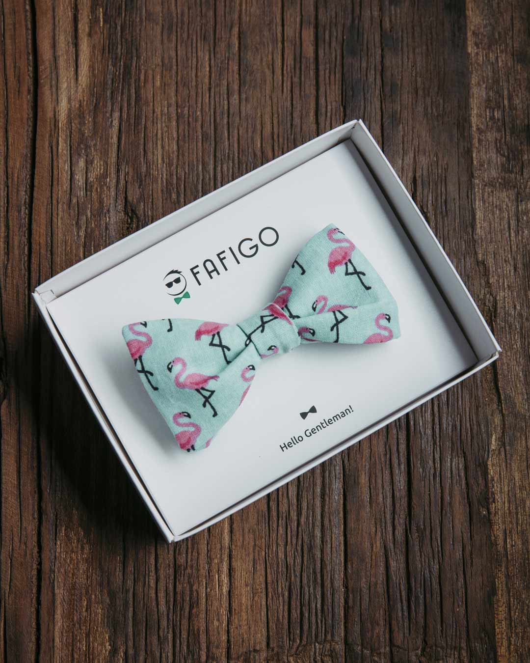 Türkise Fliege mit pinken Flamingos FAFIGO