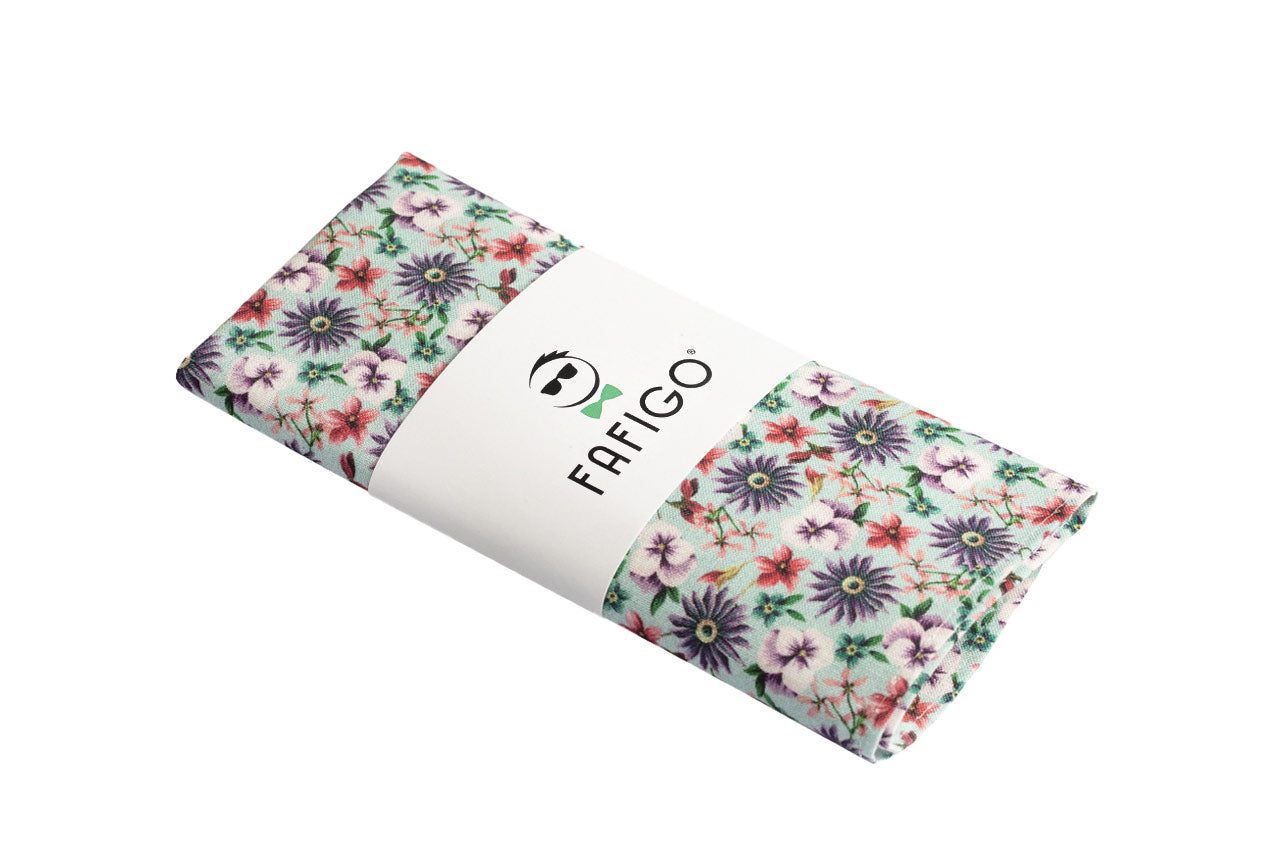 Einstecktuch in Türkis und Bunt mit Blumenmuster FAFIGO