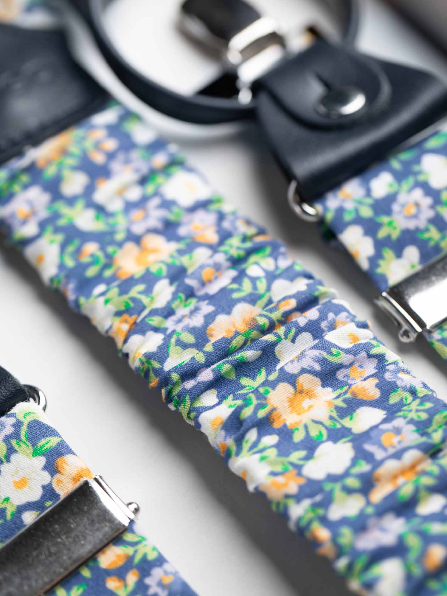 Blauer Hosenträger mit Blumenmuster FAFIGO